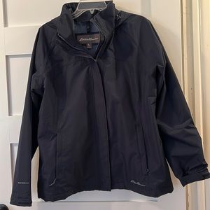 Eddie Bauer Weather Edge Dark Blue Soft Shell Hooded Jacket Women’s Large